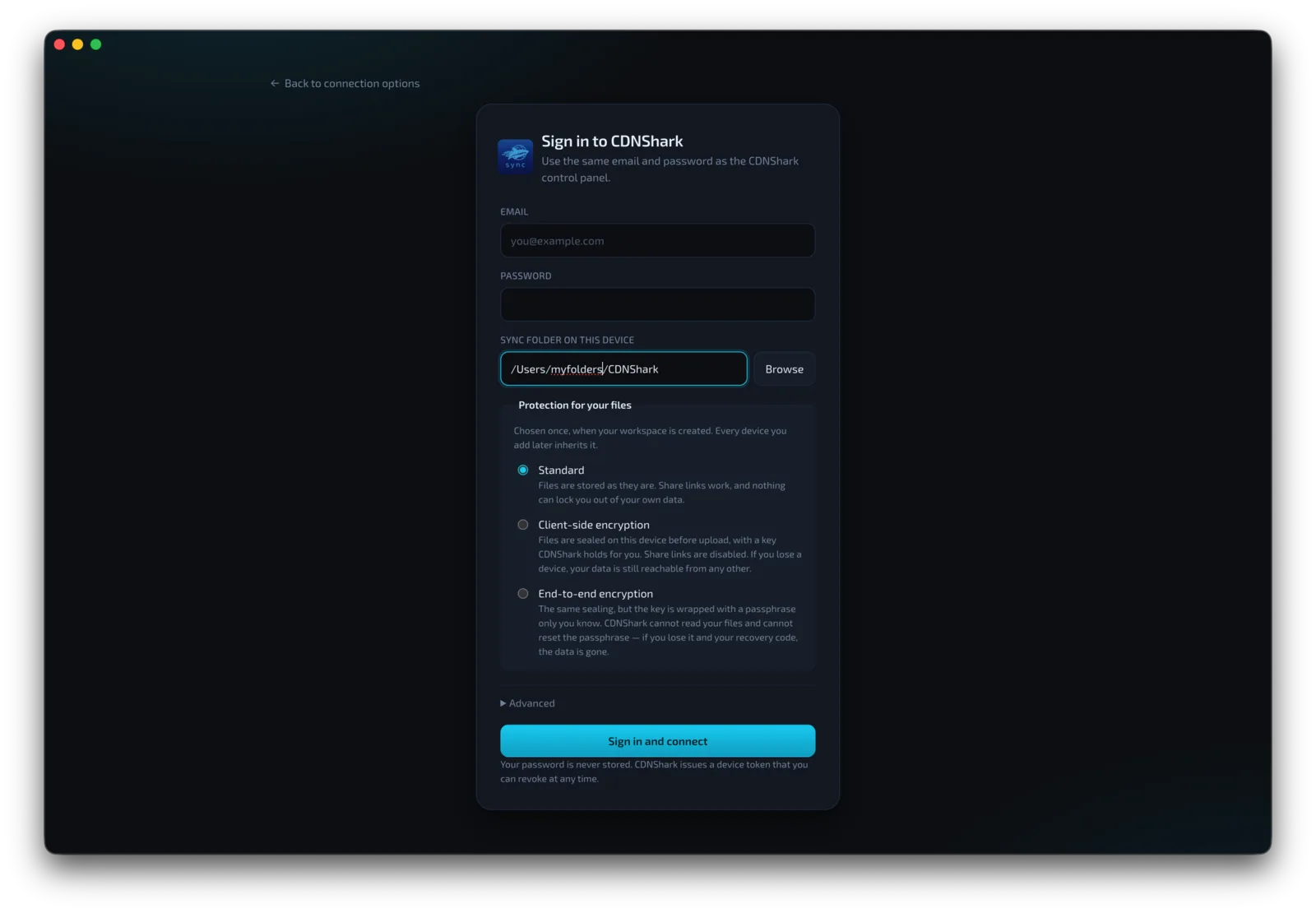 Choose your protection — CDNShark Sync
